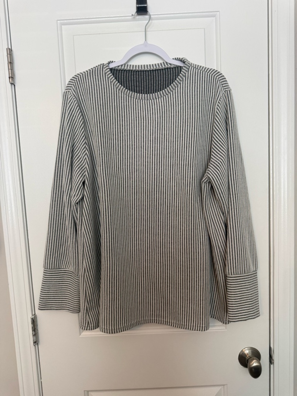 SHEIN Black & White Striped Crewneck Tee